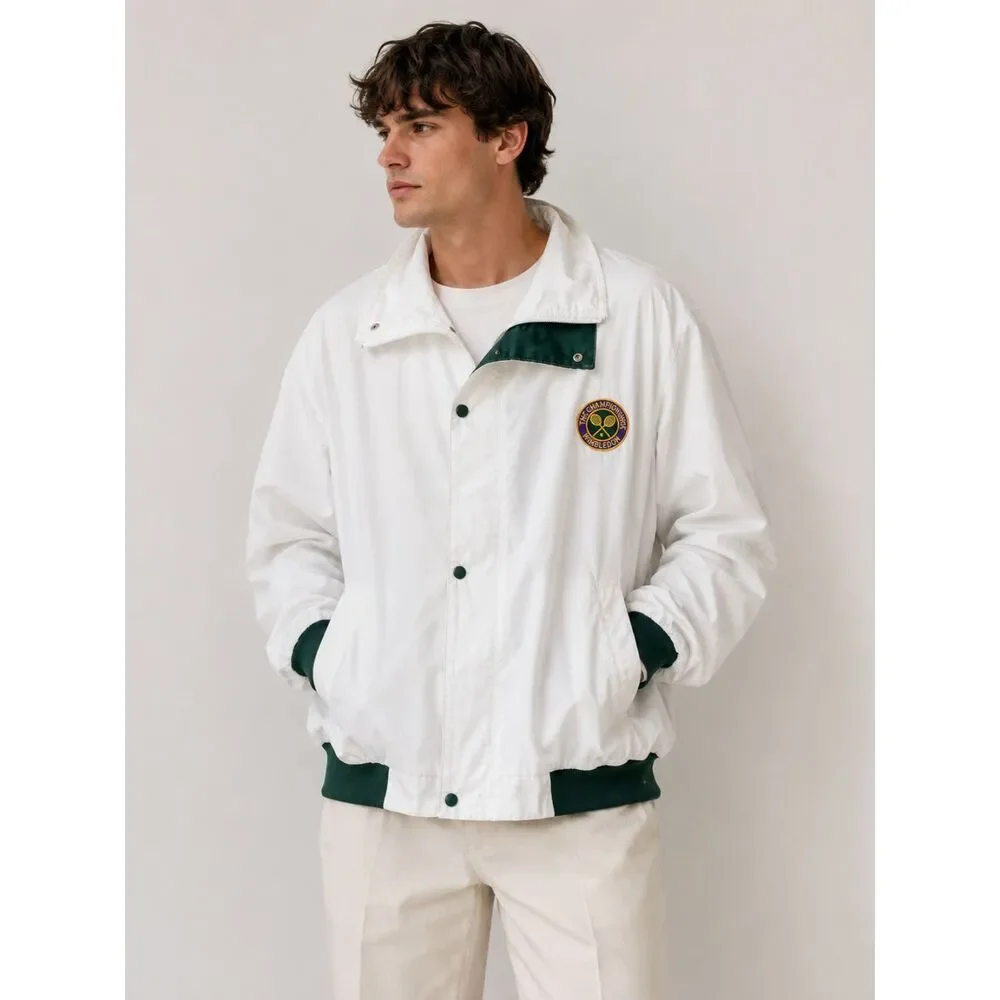 Vintage Wimbledon Tennis Jacket XL Made England Lawn Tennis Museum Preppy 90s